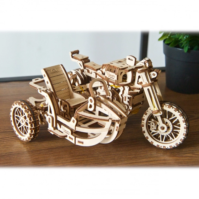 Ugears Puzzle 3D Motocykl z wózkiem 380 elementów