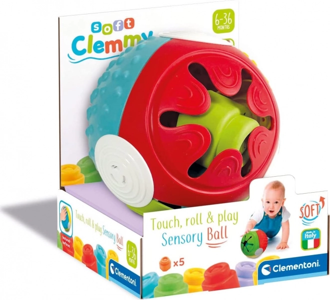 CLEMENTONI SOFT CLEMMY Miękka piłka sensoryczna z klockami