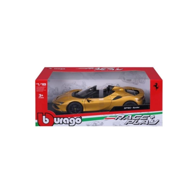 Bburago Ferrari SF90 Spider w skali 1:18 - żółty
