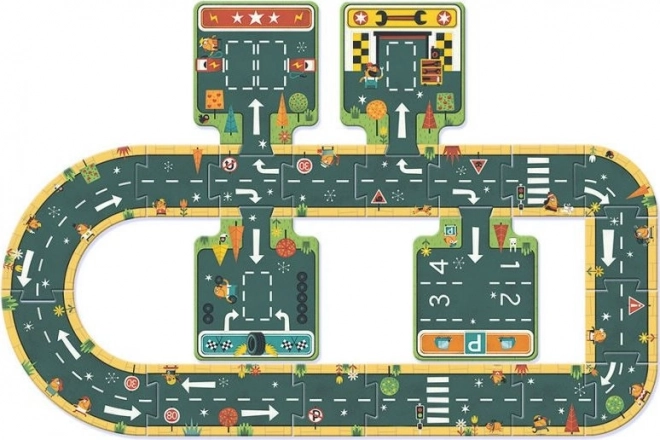DJECO Puzzle podłogowe z obrysem Drogi 21 części