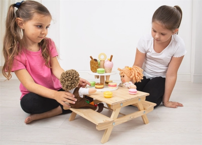 Drewniana ławka piknikowa dla lalek Bigjigs Toys
