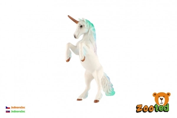Jednorożec biało-niebieski plastik 18cm w woreczku