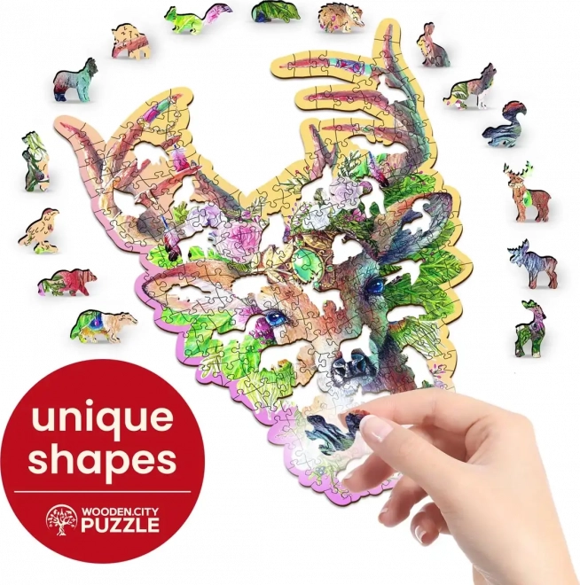 WOODEN CITY Drewniane puzzle Modny jeleń 250 elementów EKO