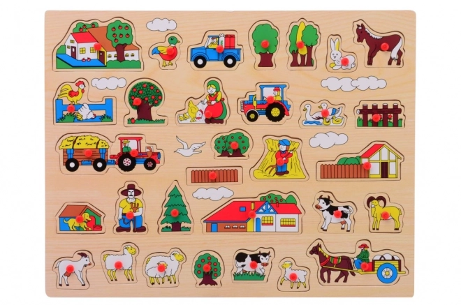 Duże drewniane puzzle z uchwytem