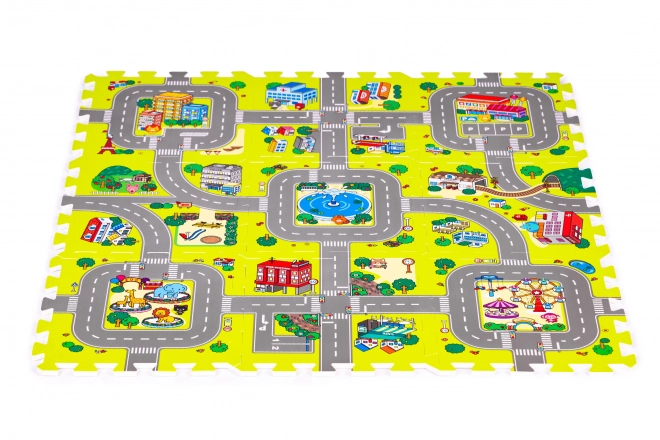Piankowa mata do zabawy miasto – 9 elementów 90,5 × 90,5 cm IPLAY