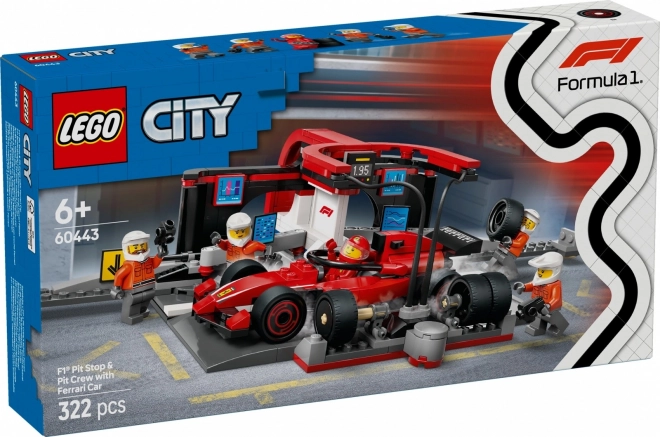 LEGO City 60443 Stacja Pit-Stop F1 z mechanikami i samochodem Ferrari