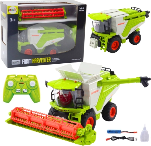 RC kombajn 1:24 z hederem, światłami, dźwiękami i efektem dymu 2.4 GHz