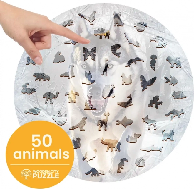 WOODEN CITY Drewniane puzzle Biegnący wilk 505 elementów EKO