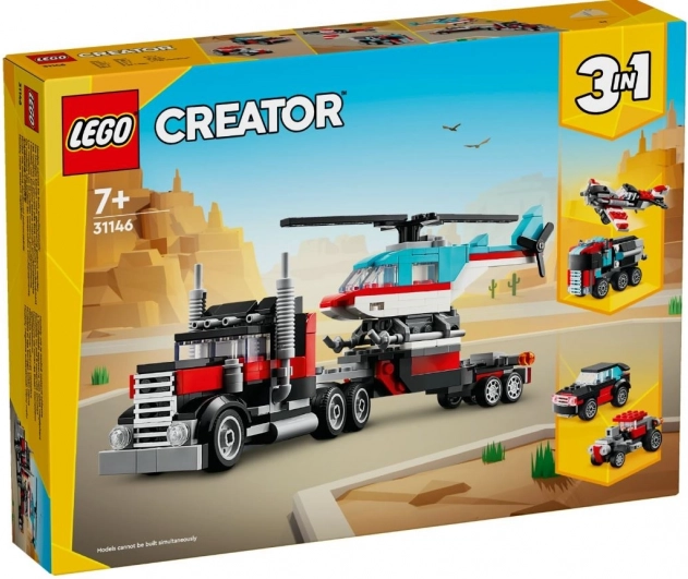 creator 3w1 – ciężarówka z platformą i helikopterem