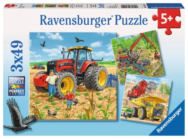 Ravensburger puzzle wielkie maszyny 3x49 elementów