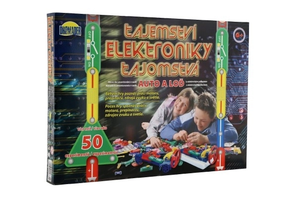 Tajemnice Elektroniki - Samochód, statek 50 eksperymentów na baterie w pudełku 46,5x33,5x4cm od 6 lat