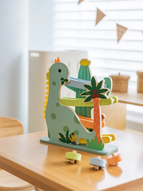 Klasyczna drewniana trasa z dinozaurami