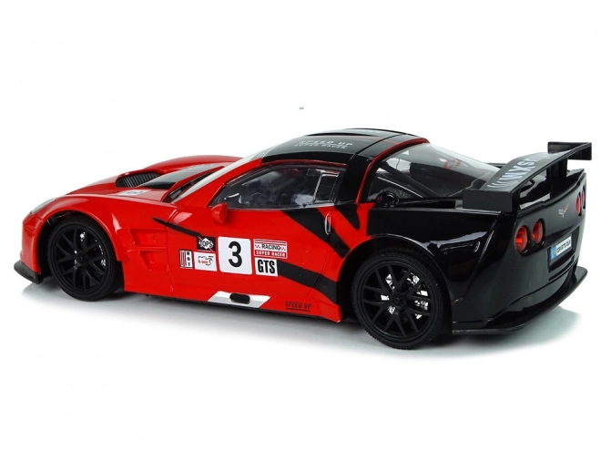 Sportowy wyścigowy RC samochód 1:18 Corvette C6.R czerwony 2.4G z oświetleniem