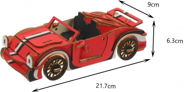 Woodcraft Drewniane 3D puzzle Czerwony kabriolet