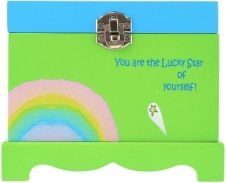 Trwałe drewniane wykonanie z tęczą