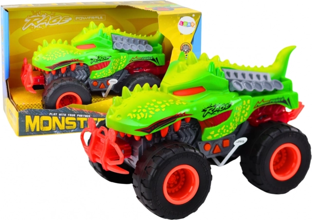 Terenowe auto dinozaur T‑Rex ze światłami i dźwiękami, zielone