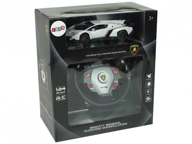 Zdalnie sterowany Lamborghini Veneno Biały 2.4G zdalne sterowanie kierownicą Dźwiękowe światła