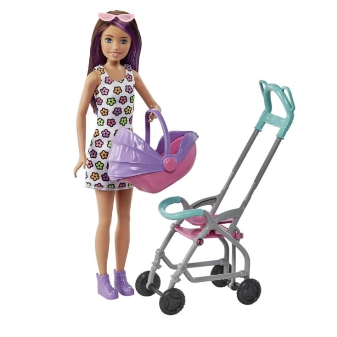 Lalka Barbie Niania Skipper Wózek + zestaw dla dzidziusia