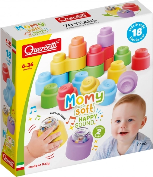 Momy miękkie kolorowe klocki i grzechoczące klocki dźwiękowe - 18 szt.