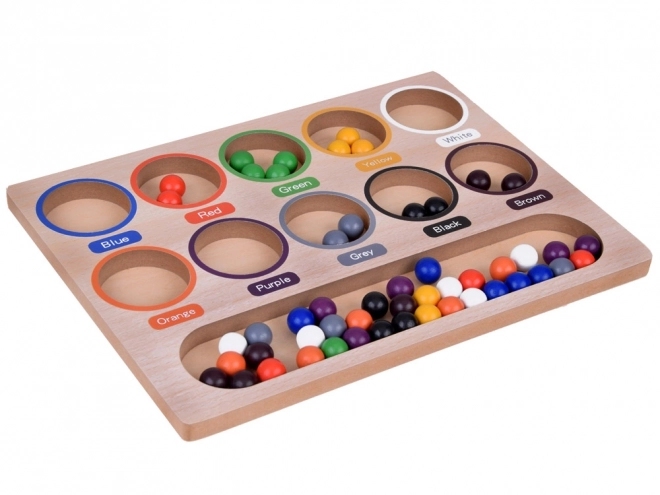 Drewniana edukacyjna mozaika Montessori - kolorowe kuleczki i sorter