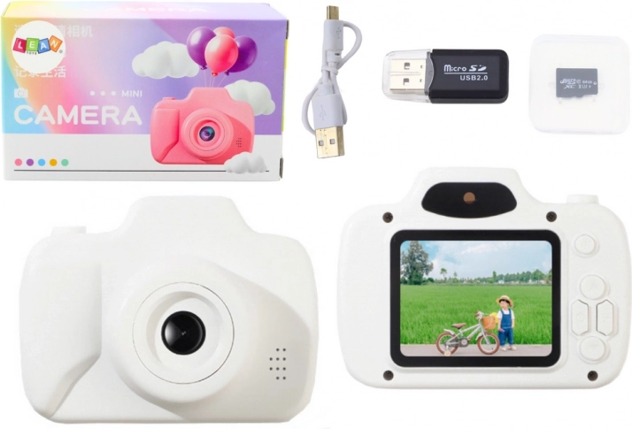 Aparat fotograficzny dla dzieci Nagrywanie zdjęć Gry Karta pamięci 64GB biała