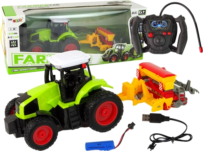 Dziecięcy traktor RC z prasą 1:16 zielony