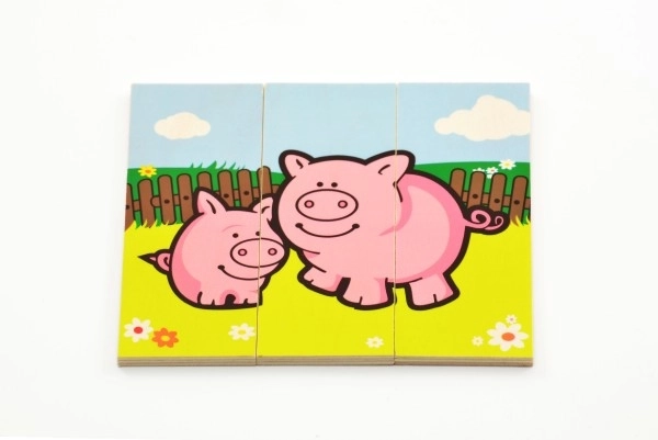 Puzzle Moje pierwsze zwierzątka drewniane 18 elementów dla najmłodszych w pudełku 13x11,5x4,5cm 12m+ MPZ
