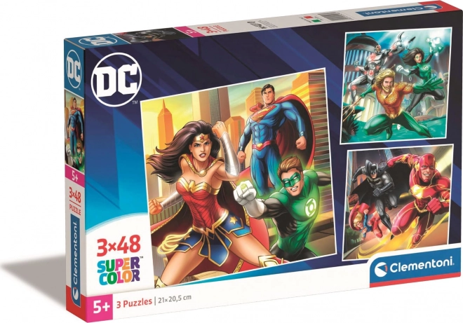 Puzzle 3×48 elementów DC Liga Sprawiedliwości od Clementoni