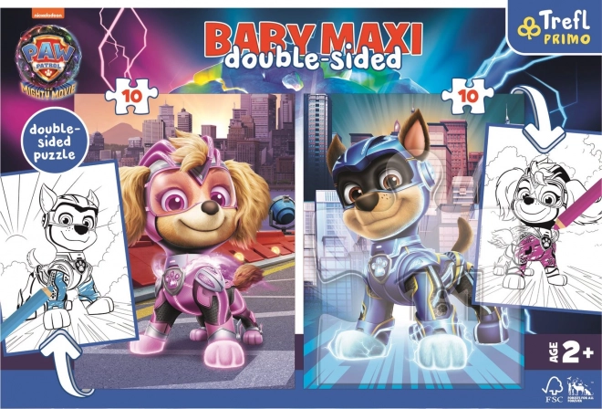 Puzzle MAXI dwustronne 2x10 elementów Bohaterskie psy Psiego patrolu/Paw patrol w pudełku 40x27x6cm 24m+
