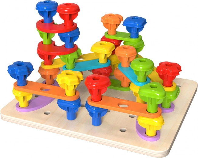Tooky Toy wielofunkcyjna tablica z kolorowymi śrubkami do nauki kształtów
