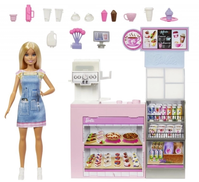 Barbie baristka w kawiarni