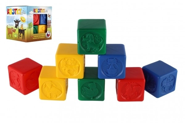 Kolorowe plastikowe klocki dla dzieci ze zwierzętami, zestaw 8 szt.