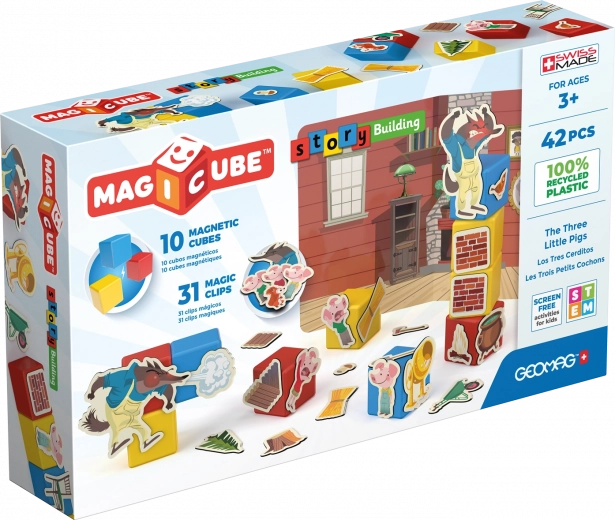 Geomag Magicube Trzy małe świnki – magnetyczne klocki i klipsy