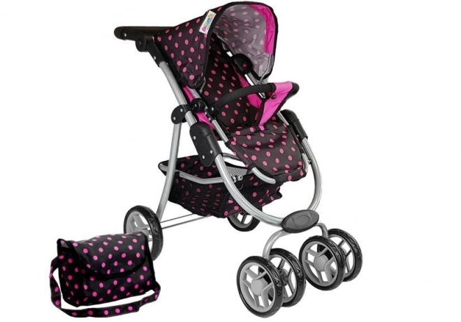 Wózek 2 w 1 z torbą na wózek Black and Pink