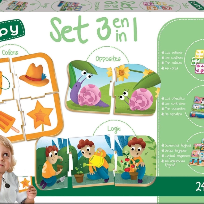 Educa Zestaw puzzli dla dzieci: Kolory, Sekwencje i Przeciwieństwa 3w1