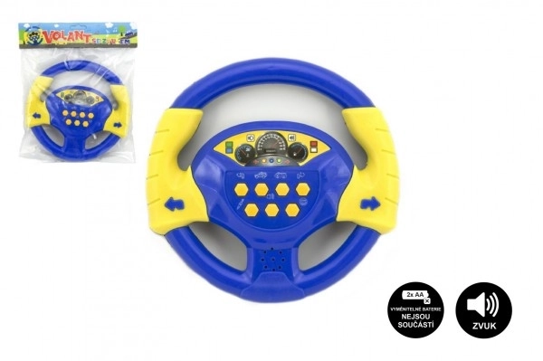 Niebieska plastikowa kierownica 20cm na baterie z dźwiękiem w opakowaniu czeski design