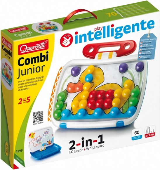 Quercetti mozaika COMBI JUNIOR 2w1 – kuferek z mozaiką i białą tablicą