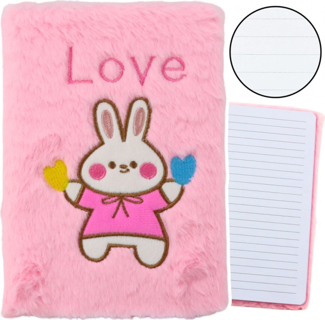 Pluszowy notes z króliczkiem i napisem Love – Różowy
