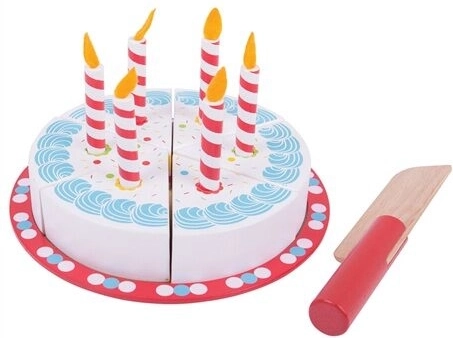 Drewniany tort urodzinowy do krojenia od Bigjigs Toys