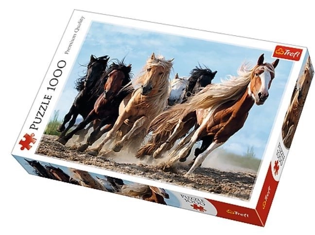 Puzzle Galopujące konie 1000 elementów 68,3x48cm w pudełku 40x27x6cm
