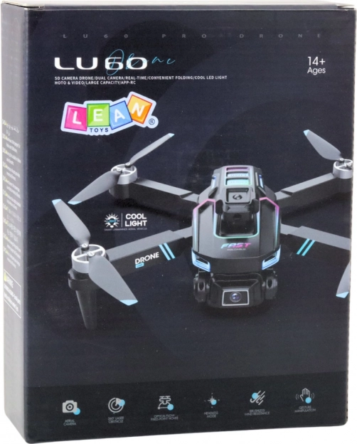 Dron LU60 z podwójną kamerą HD i światłami LED czarny