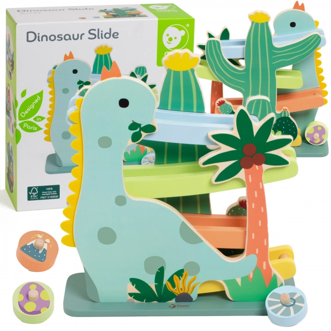 Klasyczna drewniana trasa z dinozaurami