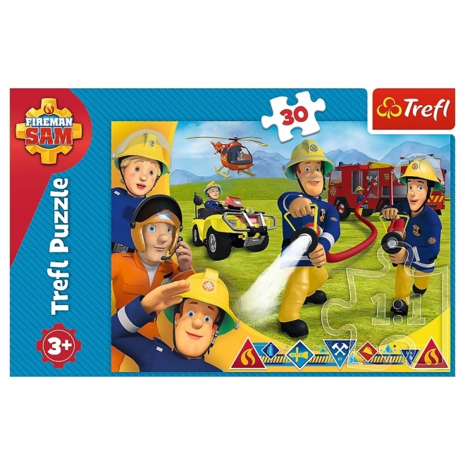 Puzzle 30 elementów - Strażak Sam, gotowi do pomocy