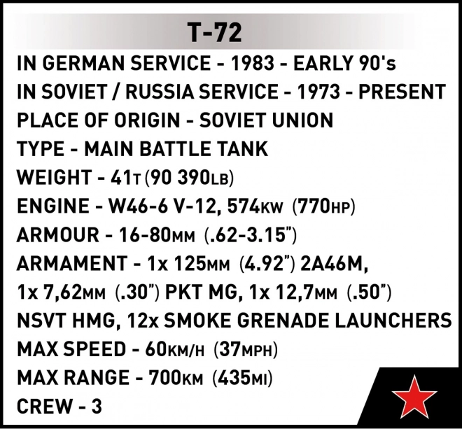 COBI 2625 Siły Zbrojne T-72 (NRD/ZSRR), 1:35, 680 k, 1 f