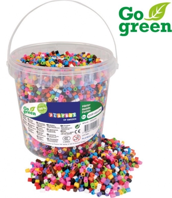 Koraliki do prasowania Playbox Go Green w wiaderku 5000 szt.