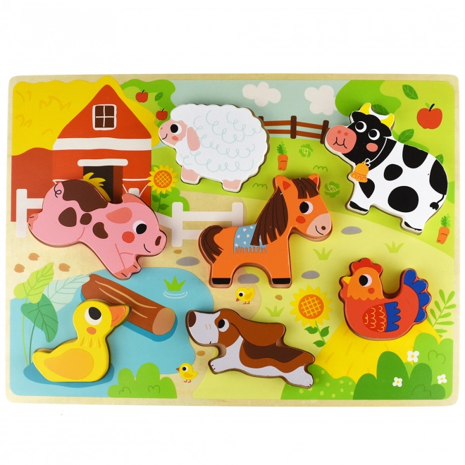 Drewniane puzzle Montessori zwierzęta farma