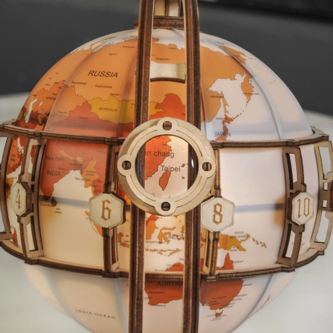 RoboTime 3D drewniane mechaniczne puzzle Świecący globus