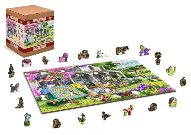 Drewniane puzzle Wiejski ogród od WOODEN CITY