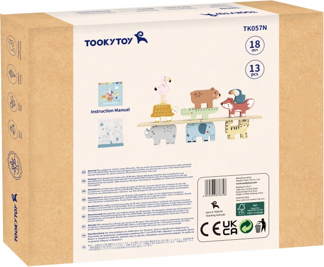 Drewniane kostki zwierzątka Montessori 9 szt. od Tooky Toy
