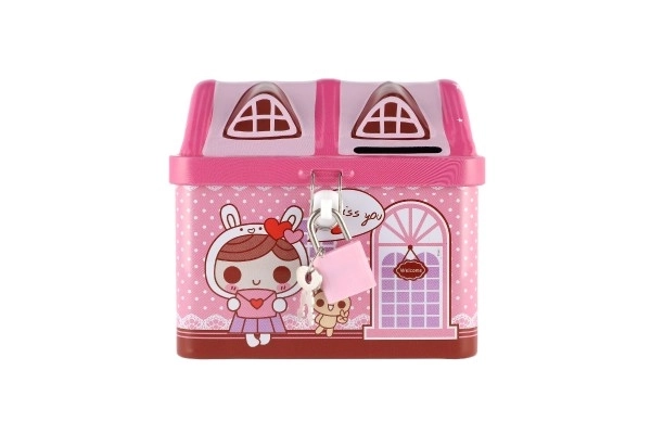 Skarbonka domek metalowa z zamkiem 12x11cm
